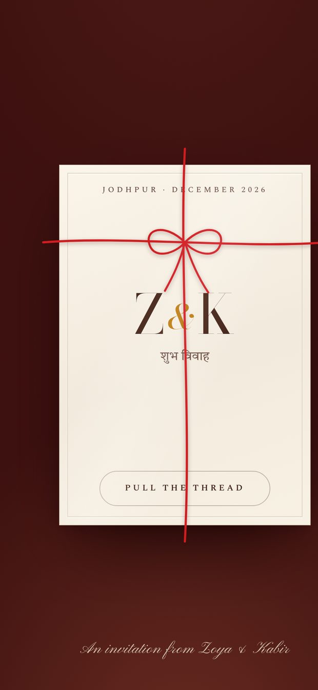 Zoya and Kabir invitation, closed